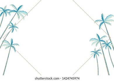Tropical palm tree background illustration on white