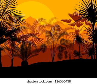 Tropical palm tree background vector