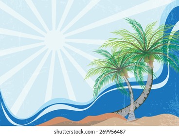 Tropical Palm Tree and Beach Landscape background