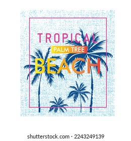 Póster de fondo aflictivo Diseño gráfico de camiseta de fondo tropical Vector de impresión
