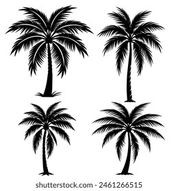 Tropical palm tree black silhouette 