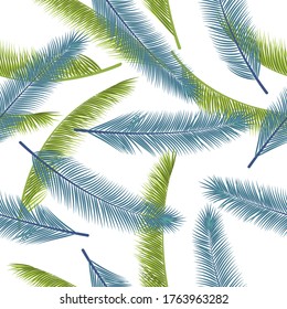 Tropical palm tree branches vector seamless ornament. Floral fabric print. Natural organic palm tree branches wallpaper pattern.