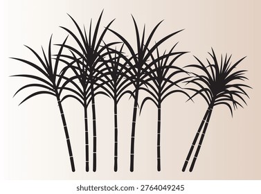 Tropical palm tree cluster illustration with long leaves