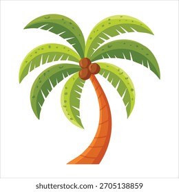 Palmera tropical con racimos de cocos marrones Arte vectorial aislado blanco