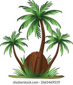 Projeto de vetor de palmeira tropical ou coqueiro em um fundo branco