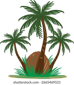 Diseño tropical del Vector de la palmera o del coco en un fondo blanco