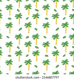 tropical Palm tree cute summer exotic seamless vector pattern texture.
