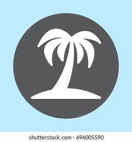 Tropical palm tree flat icon, round button, circular vector sign. Flat style design
