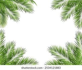 Tropical Palm Tree Frame With Isolated White Background With Gradient Mesh, Vector Illustration