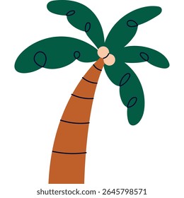 Tropical Palm Tree Illustration in Flat Style