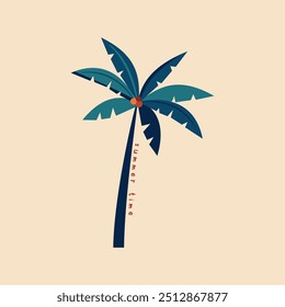 Tropical Palm Tree Illustration.Tropical Beach Elements. Coconut Tree Vector Graphic
