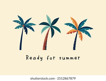 Tropical Palm Tree Illustration.Tropical Beach Elements. Coconut Tree Vector Graphic