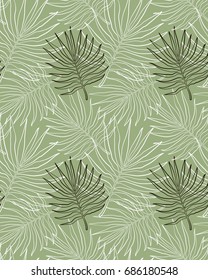 Tropical palm tree leaves seamless pattern. Vector stock.