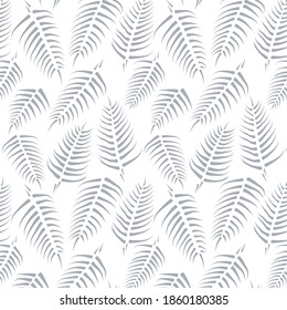 Hojas tropicales de palmera. Patrón simple y abstracto. Fondo blanco.