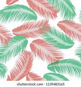 Tropical Palm Tree Leaves. Vector Seamless Pattern. Simple Silhouette Coconut Leaf Sketch. Summer Floral Background. Wallpaper of Exotic Palm Tree Leaves for Textile, Fabric, Cloth Design, Print, Tile