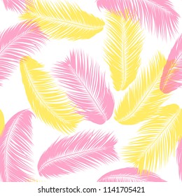 Tropical Palm Tree Leaves. Vector Seamless Pattern. Simple Silhouette Coconut Leaf Sketch. Summer Floral Background. Wallpaper of Exotic Palm Tree Leaves for Textile, Fabric, Cloth Design, Print, Tile
