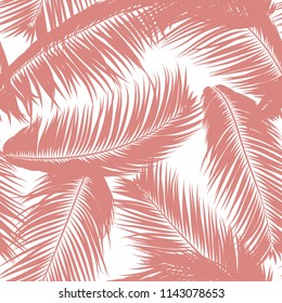 Tropical Palm Tree Leaves. Vector Seamless Pattern. Simple Silhouette Coconut Leaf Sketch. Summer Floral Background. Wallpaper of Exotic Palm Tree Leaves for Textile, Fabric, Cloth Design, Print, Tile