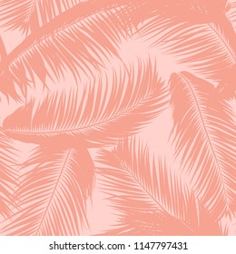 Tropical Palm Tree Leaves. Vector Seamless Pattern. Simple Silhouette Coconut Leaf Sketch. Summer Floral Background. Jungle Foliage. Trendy Wallpaper of Exotic Palm Tree Leaves for Textile Design.