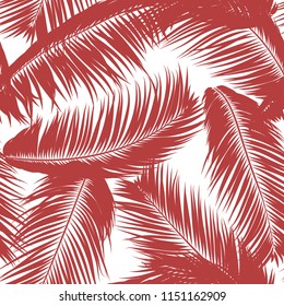 Tropical Palm Tree Leaves. Vector Seamless Pattern. Simple Silhouette Coconut Leaf Sketch. Summer Floral Background. Jungle Foliage. Trendy Wallpaper of Exotic Palm Tree Leaves for Textile Design.