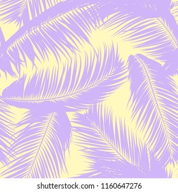 Tropical Palm Tree Leaves. Vector Seamless Pattern. Simple Silhouette Coconut Leaf Sketch. Summer Floral Background. Jungle Foliage. Trendy Wallpaper of Exotic Palm Tree Leaves for Textile Design.