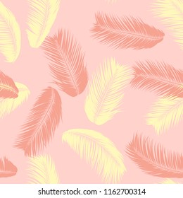 Tropical Palm Tree Leaves. Vector Seamless Pattern. Simple Silhouette Coconut Leaf Sketch. Summer Floral Background. Jungle Foliage. Trendy Wallpaper of Exotic Palm Tree Leaves for Textile Design.