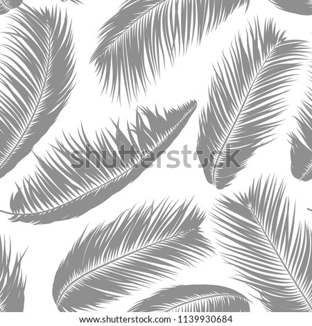 Tropical Palm Tree Leaves. Vector Seamless Pattern. Simple Silhouette Coconut Leaf Sketch. Summer Floral Background. Wallpaper of Exotic Palm Tree Leaves for Textile, Fabric, Cloth Design, Print, Tile
