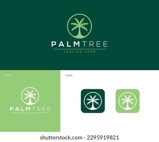 Tropical Palm Tree Logo Design for Travel and Tourism. Palm tree icon vector illustration.