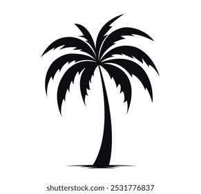 Tropical Palm Tree Logo And Isolated White Background , Vector Illustration
