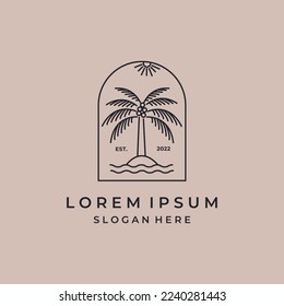 Logo-Linie tropischer Palmen, Kunstgrafik, Kokospalmen, Vektordesign