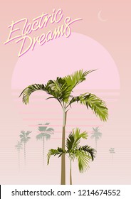 Tropical palm tree minimal nostalgic graphic template design