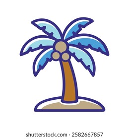 A tropical palm tree on a sandy beach representing vacation and relaxation