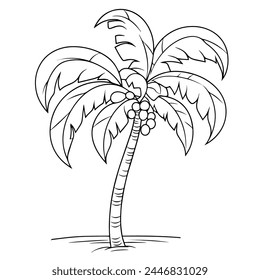 Tropical palm tree outline symbol, perfect for beach or vacation graphics.