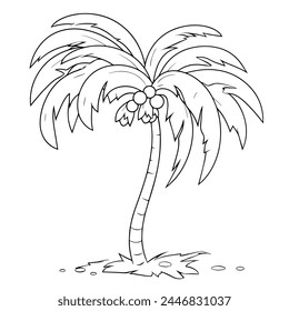 Tropical palm tree outline symbol, perfect for beach or vacation graphics.