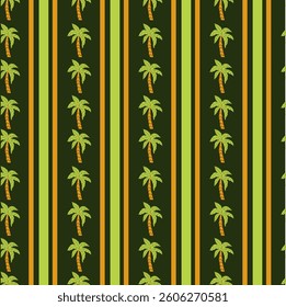 Tropical palm tree pattern with green and yellow stripes.