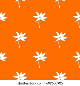Tropical palm tree pattern repeat seamless in orange color for any design. Vector geometric illustration