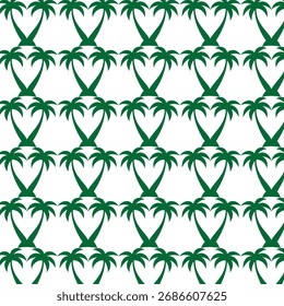 Patrón de palmera tropical sin fisuras repiten el diseño de palmeras verdes en la decoración del complejo de playa