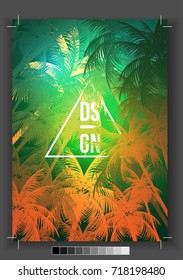 Tropical Palm Tree Retro Mosaic Summer Holiday Poster - Vector Illustration