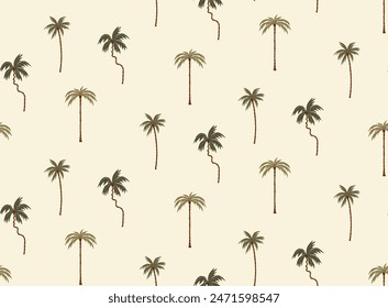 Tropical palm tree seamless pattern. Boho hand drawn background