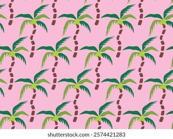 Tropical Palm Tree Seamless Pattern All Over Print Vector Illustration