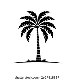 Tropical palm tree silhouette, perfect for summer vacation and island paradise design