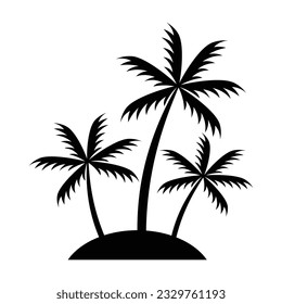 Tropical palm tree silhouette. Vector illustration isolated on white background.