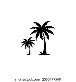 Tropical Palm Tree Silhouette Vector Illustration Design on White Background 