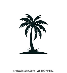 Tropical Palm Tree Silhouette Vector Illustration Design on White Background 