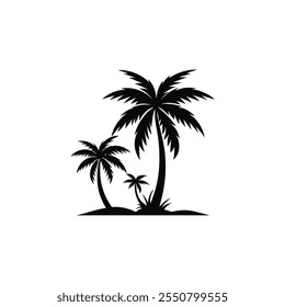 Tropical Palm Tree Silhouette Vector Illustration Design on White Background 