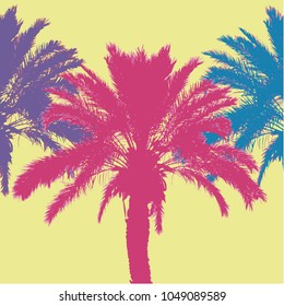 Tropical palm tree silhouettes. Vector illustration