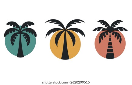 tropical palm tree sunset beach vector art