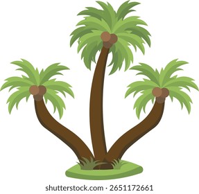 Tropical Palm Tree with Trendy Cartoon Style. Vector Illustration.