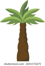 Tropical Palm Tree with Trendy Cartoon Style. Vector Illustration.