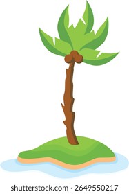 Tropical Palm Tree Vector Illustration Isolated on White Background.