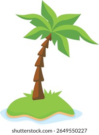 Tropical Palm Tree Vector Illustration Isolated on White Background.